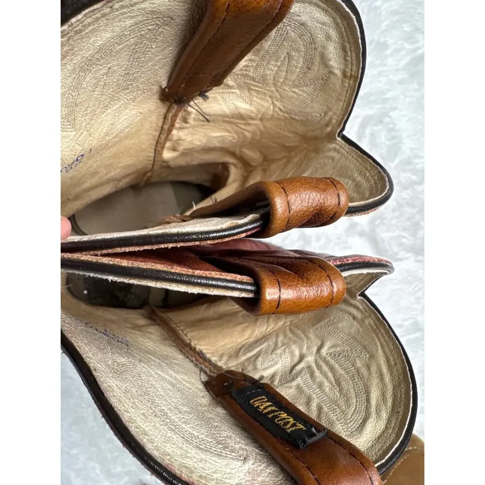 1990s Dan Post Brown Leather Western Cowboy Boots 10.5D